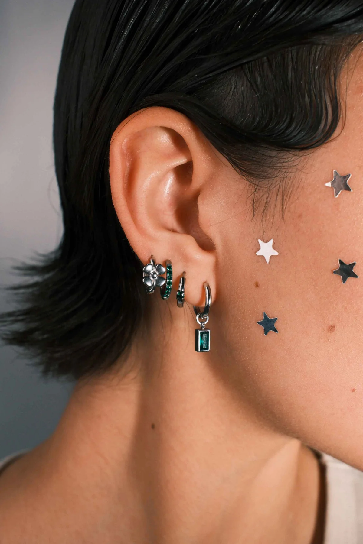 Emerald Titanium Celestial Hoops - Image 2