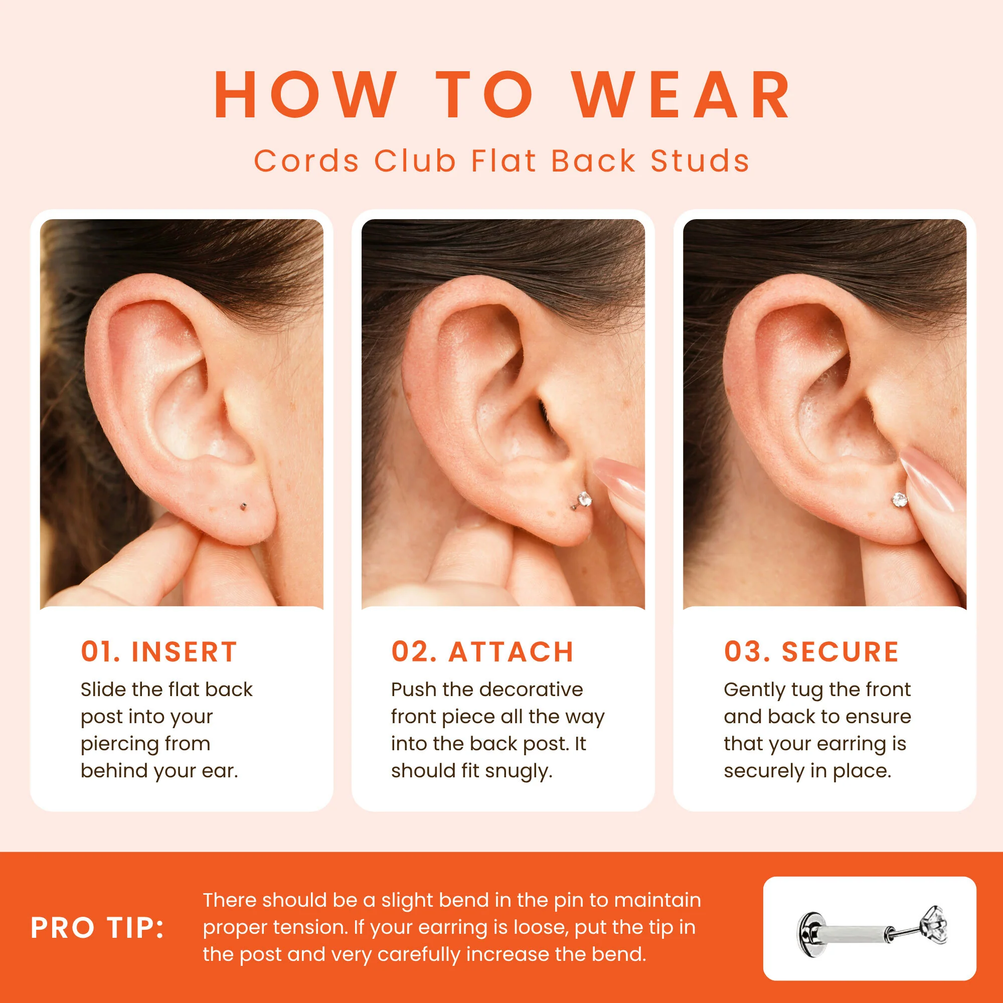 Blaze Curve Zirconia Flat Back Stud - Image 5